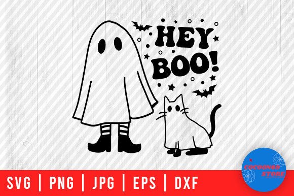 Hey Boo Ghost Girls with Ghost Cat Svg Review